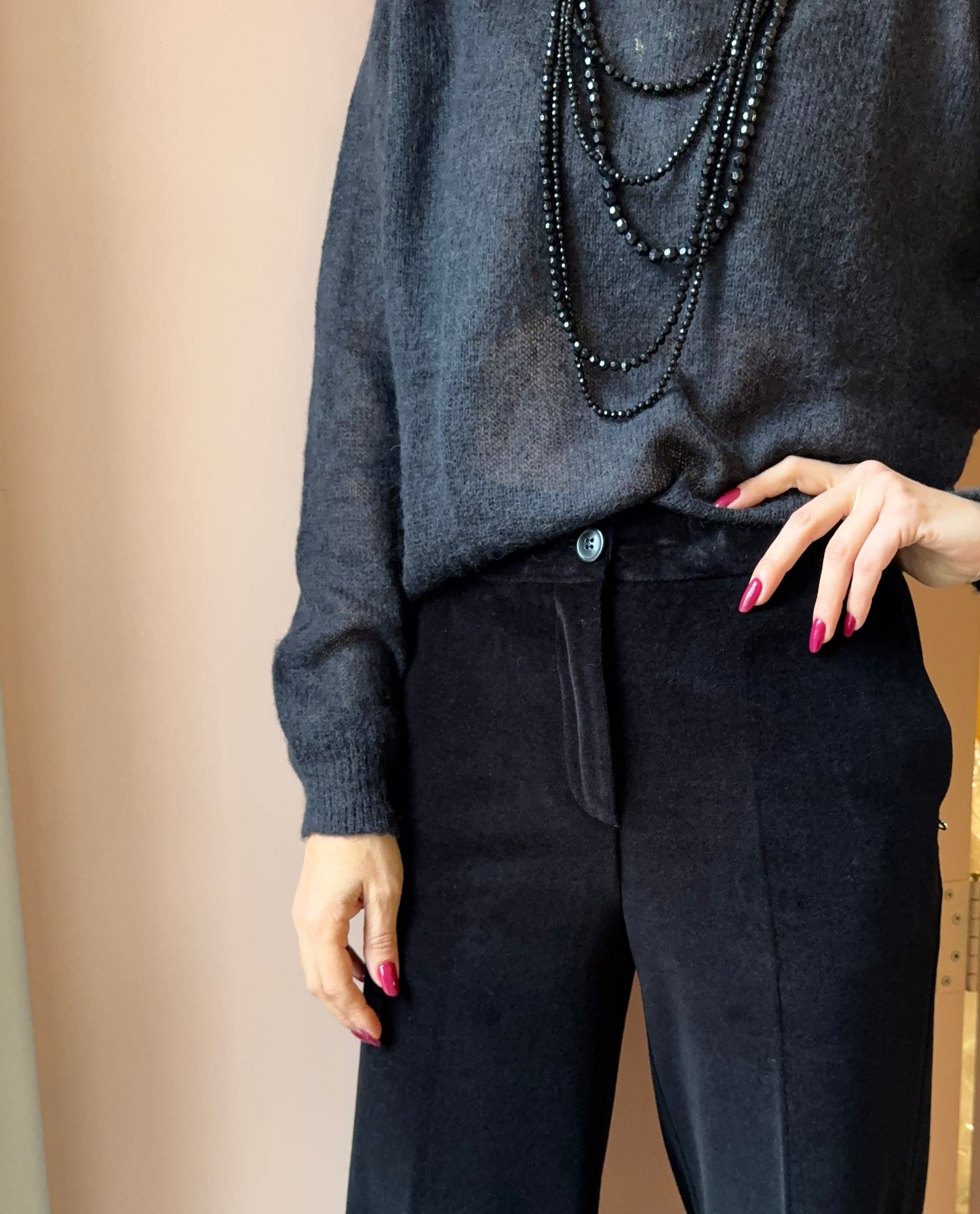 Pantaloni velluto nero Ottod’ame