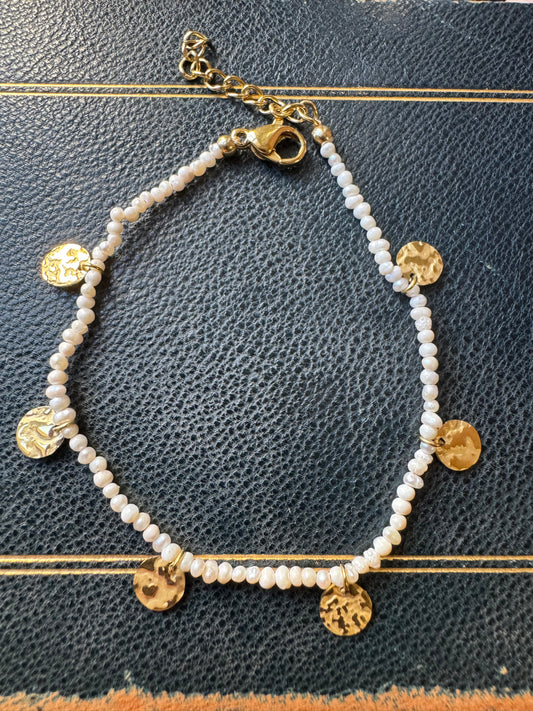 Bracciale dischetti e perle di fiume