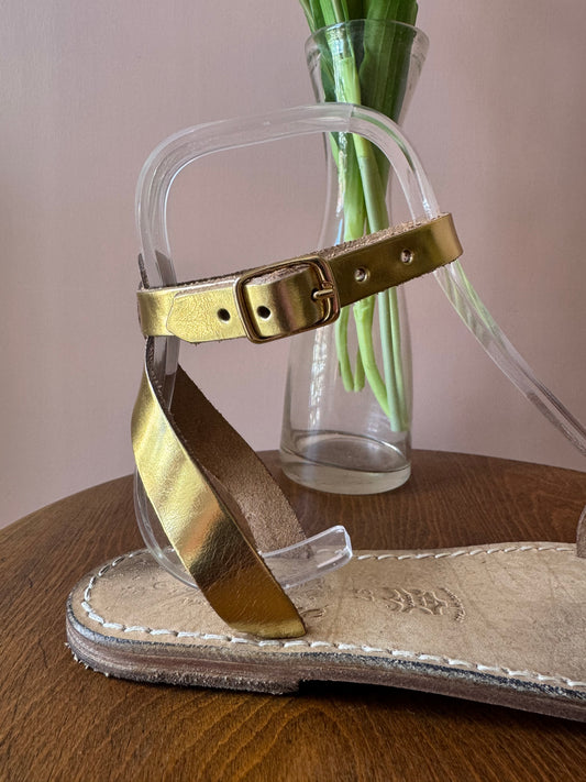 Sandali laminato oro Gianluca L’artigiano del cuoio