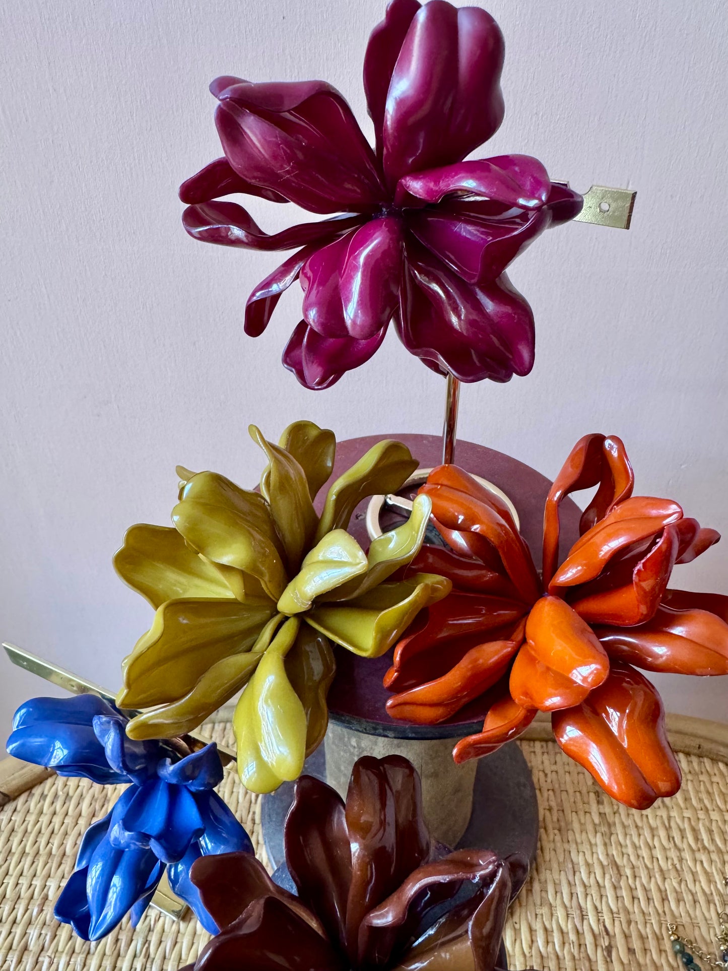 Spille fiore in resina