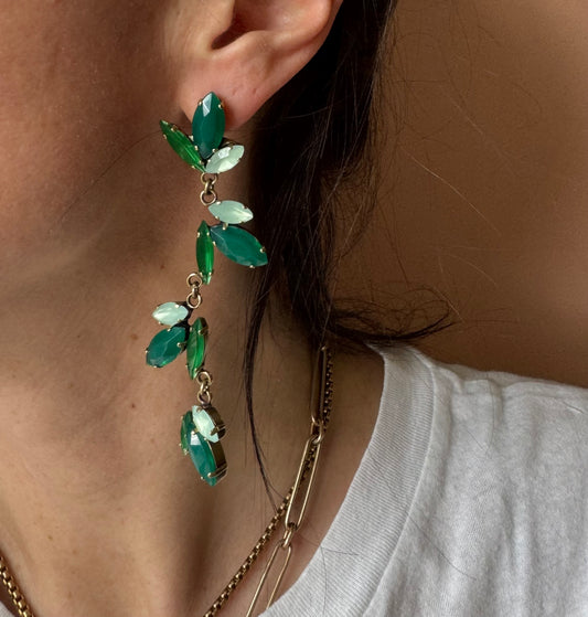 Orecchini pendenti mix navette smeraldo Unique