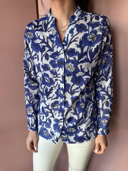 Camicia Fiori Blu XIWIKJ