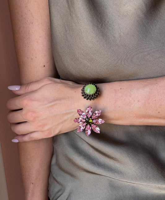 Bracciale fiorito rosa verde UNIQUE