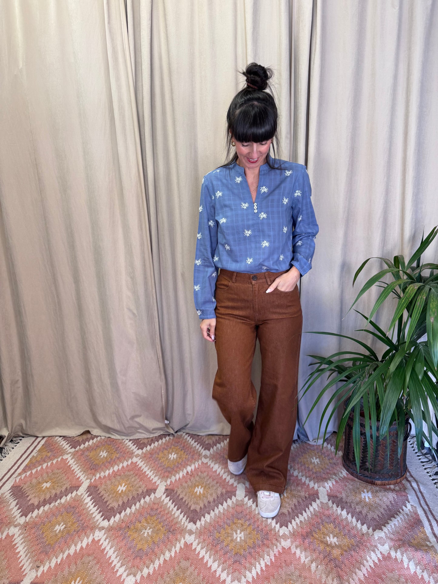 Camicia ricamata azzurro Nice Things
