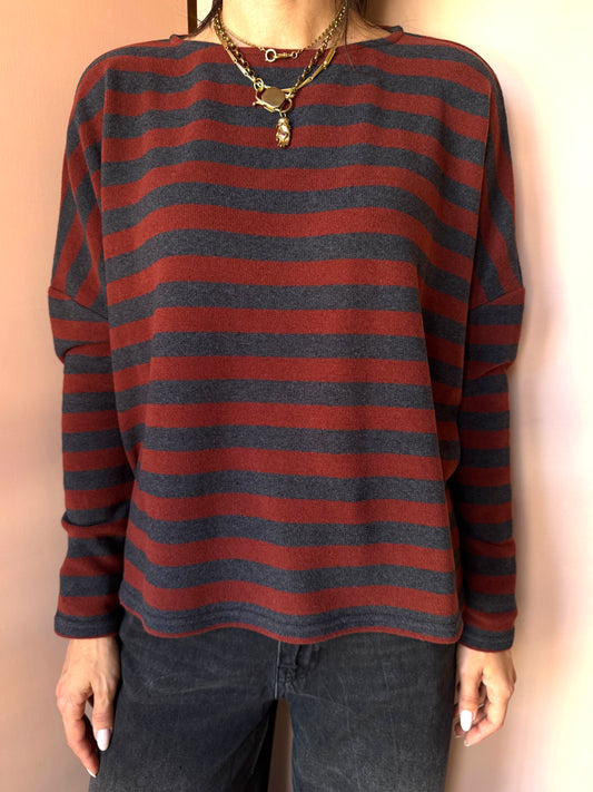 Maglia Boxy riga grigio Neirami