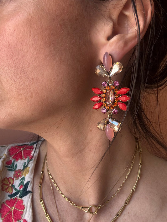 Orecchini composé pendenti rosso rosa Unique