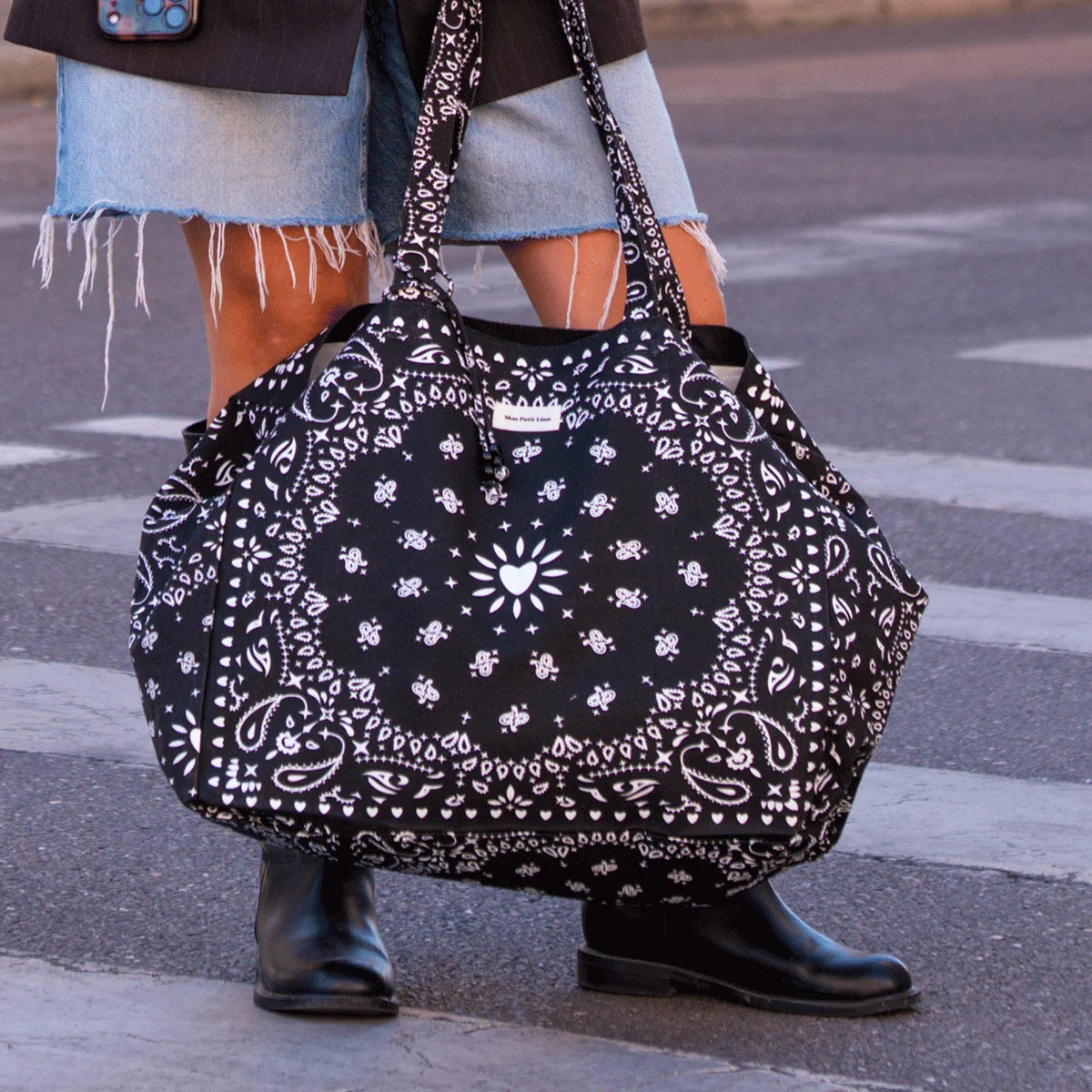 Borsa Mon Petit Leon “Bandana” nero