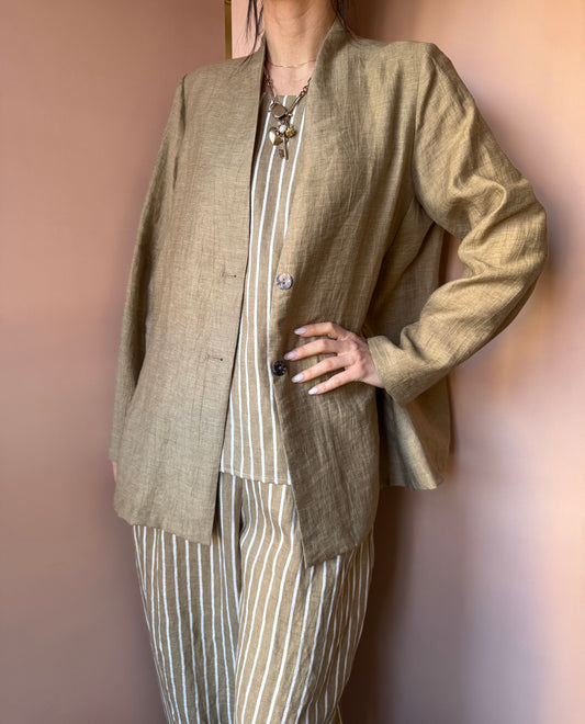 Giacca senza collo sabbia Neirami