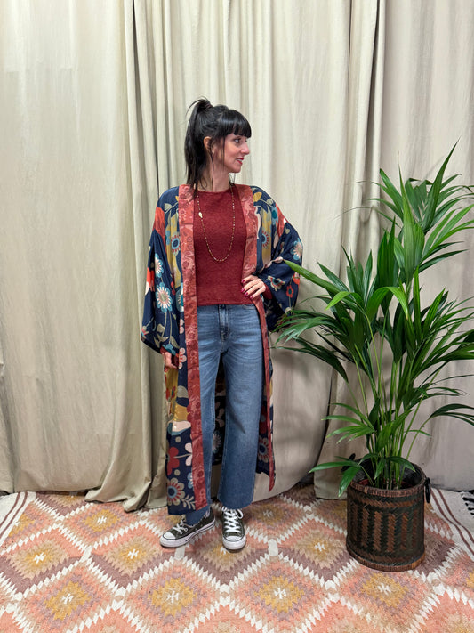 Kimono fiori blu