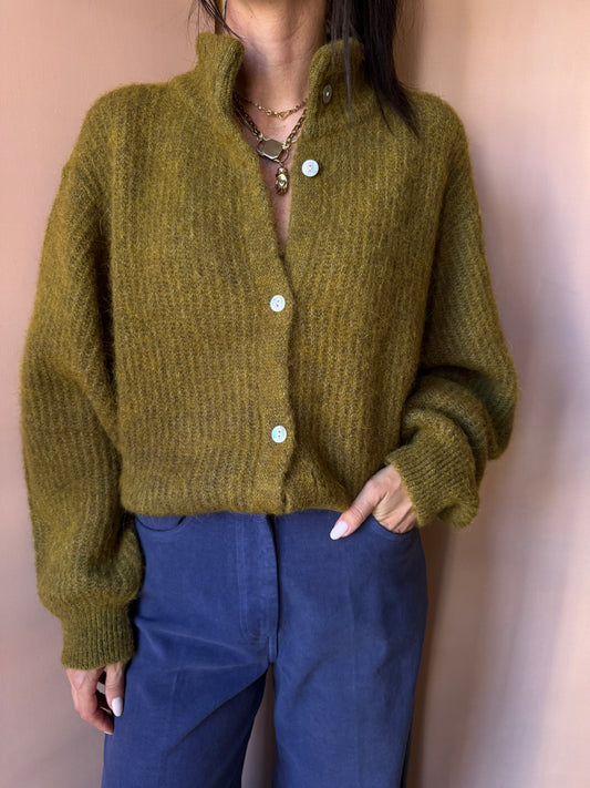 Cardigan con bottoni EAST verde American Vintage