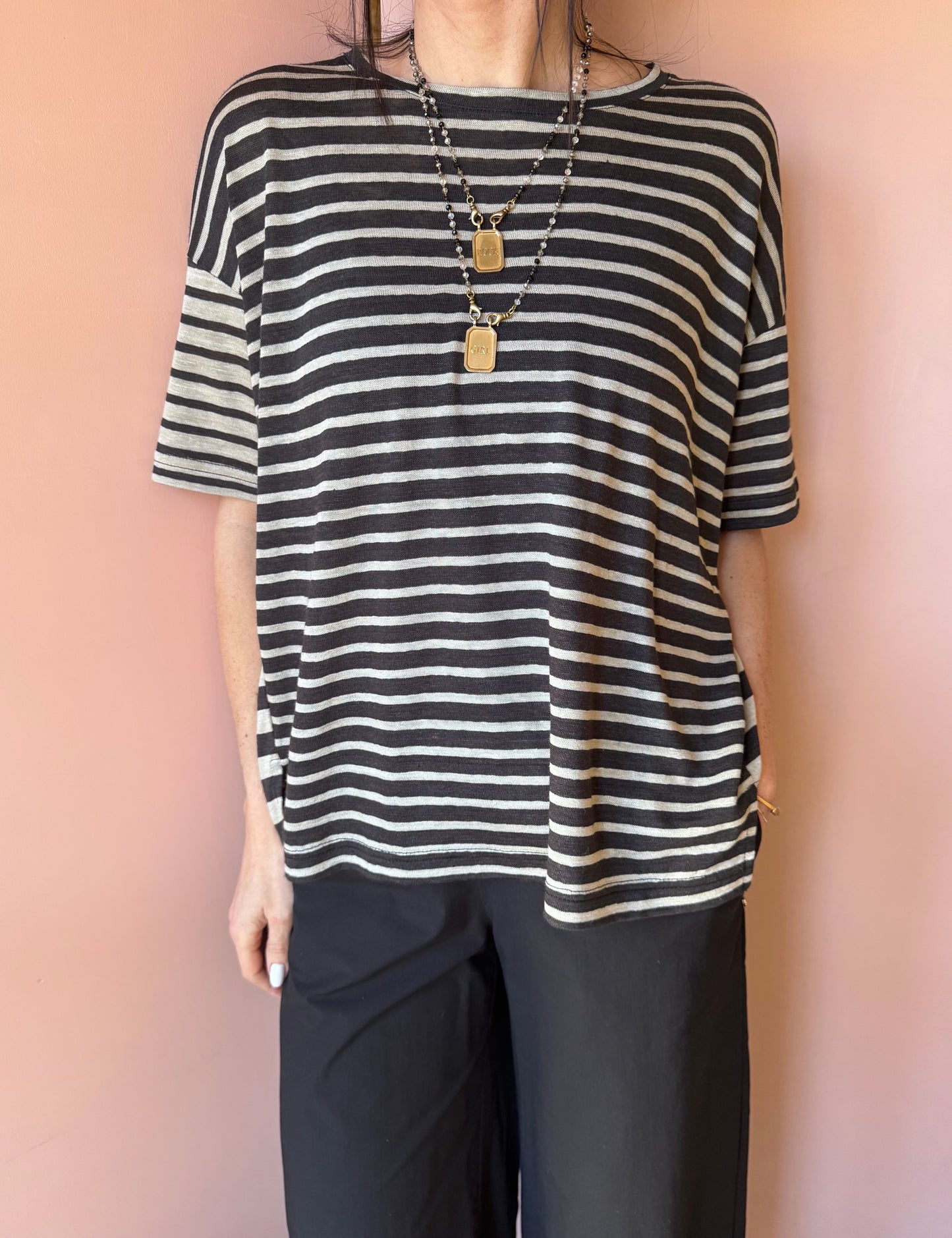 T-shirt Giovedì riga antracite MamaB