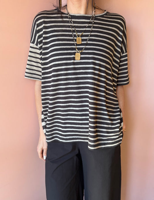 T-shirt Giovedì riga antracite MamaB