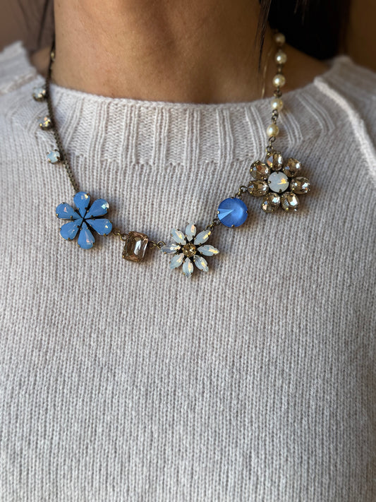 Girocollo mix fiori azzurro Unique
