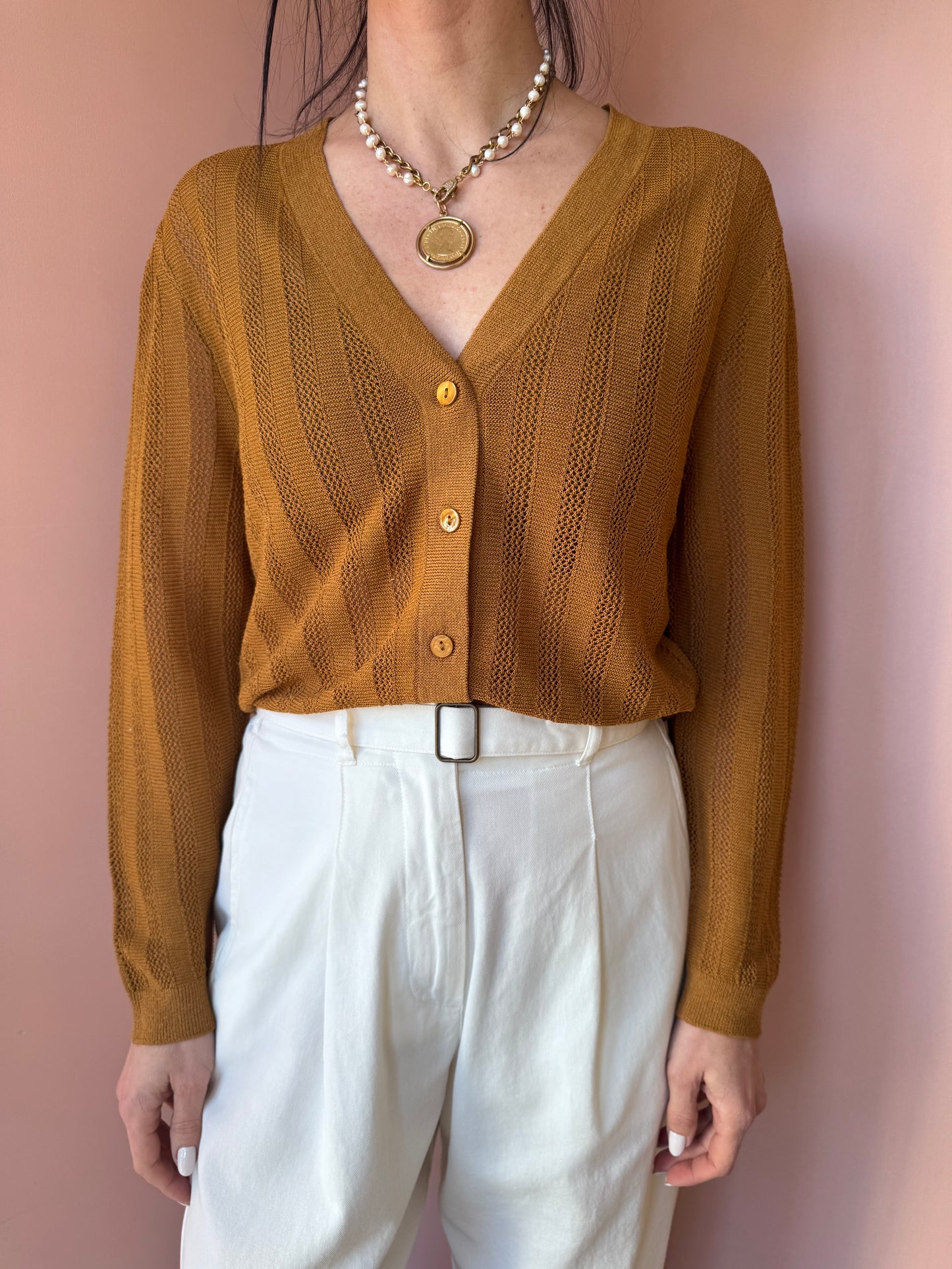 Cardigan traforato ocra NiceThings