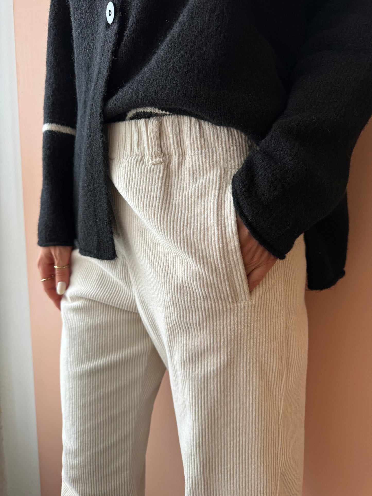 Pantaloni elastico in vita Burro velluto Bottega Chilometri Zero