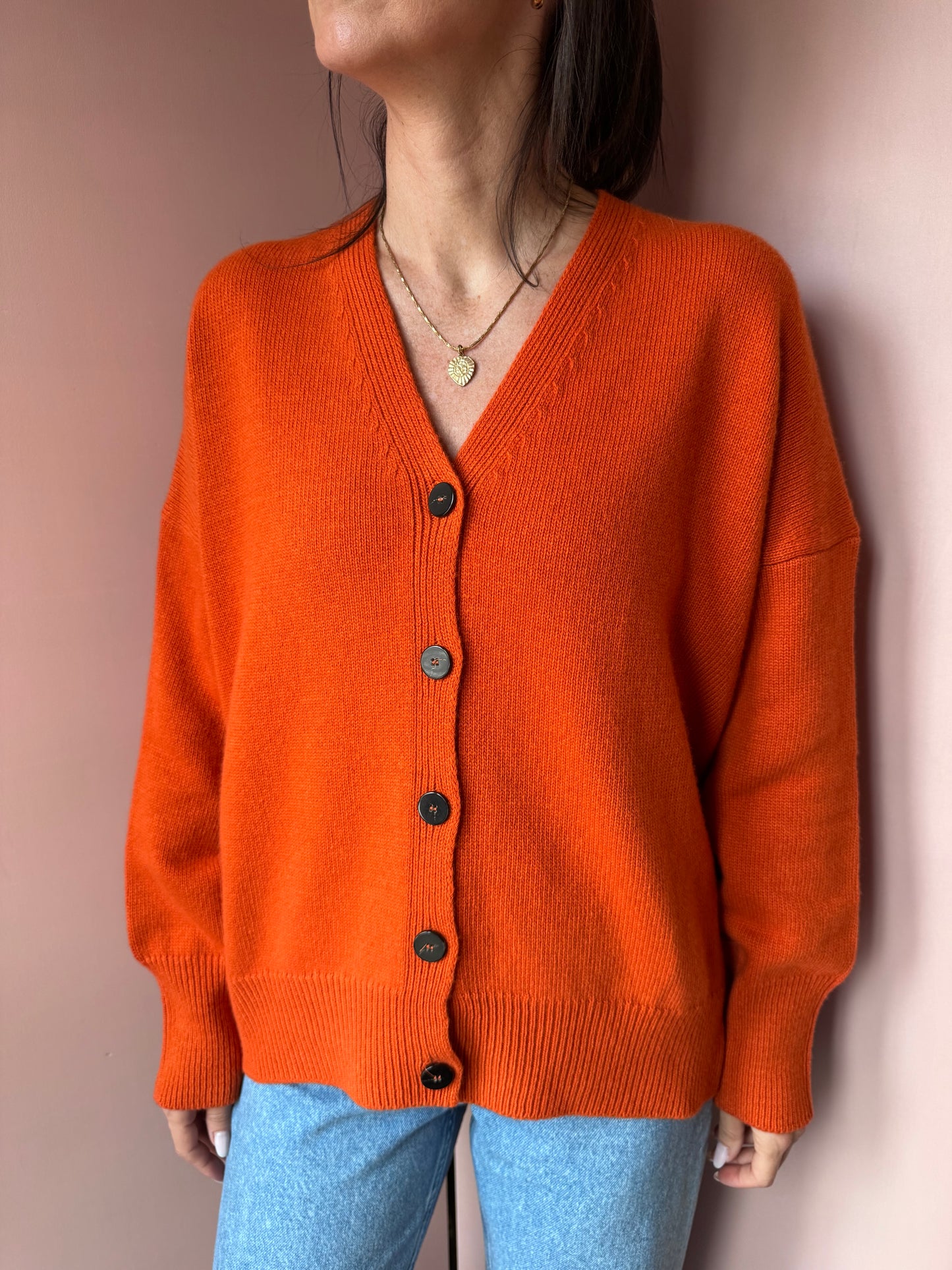 Cardigan Scollo V Arancio Neirami