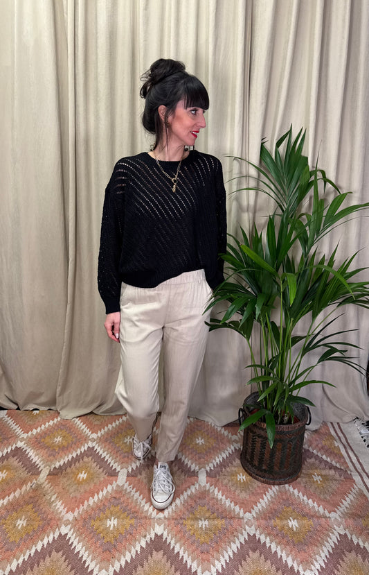 Pantaloni con elastico in vita beige BottegaChilometriZero