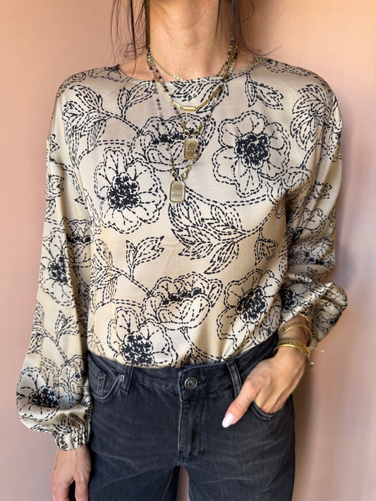 Blusa fiori ecru Ottod’ame