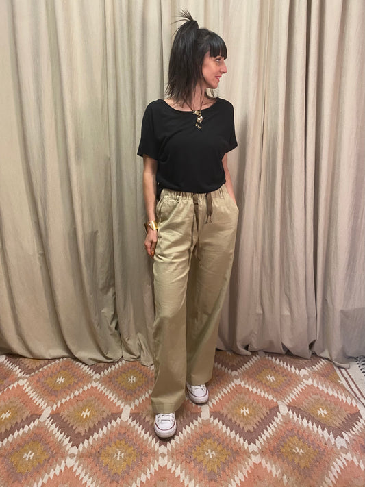 Pantalone con elastico e coulisse argilla Bottega Chilometri Zero