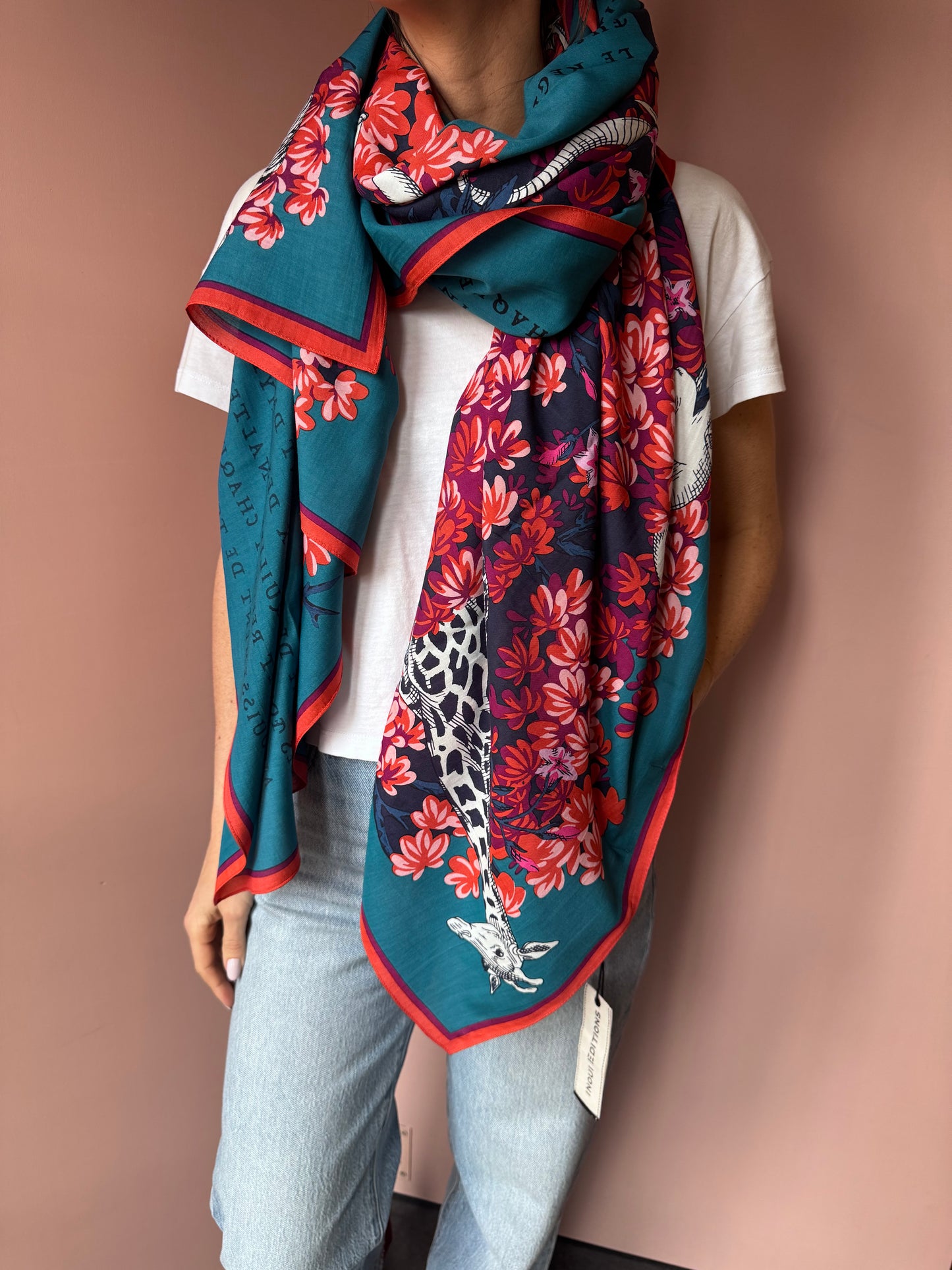Sciarpa bestiaire fucsia Inoui