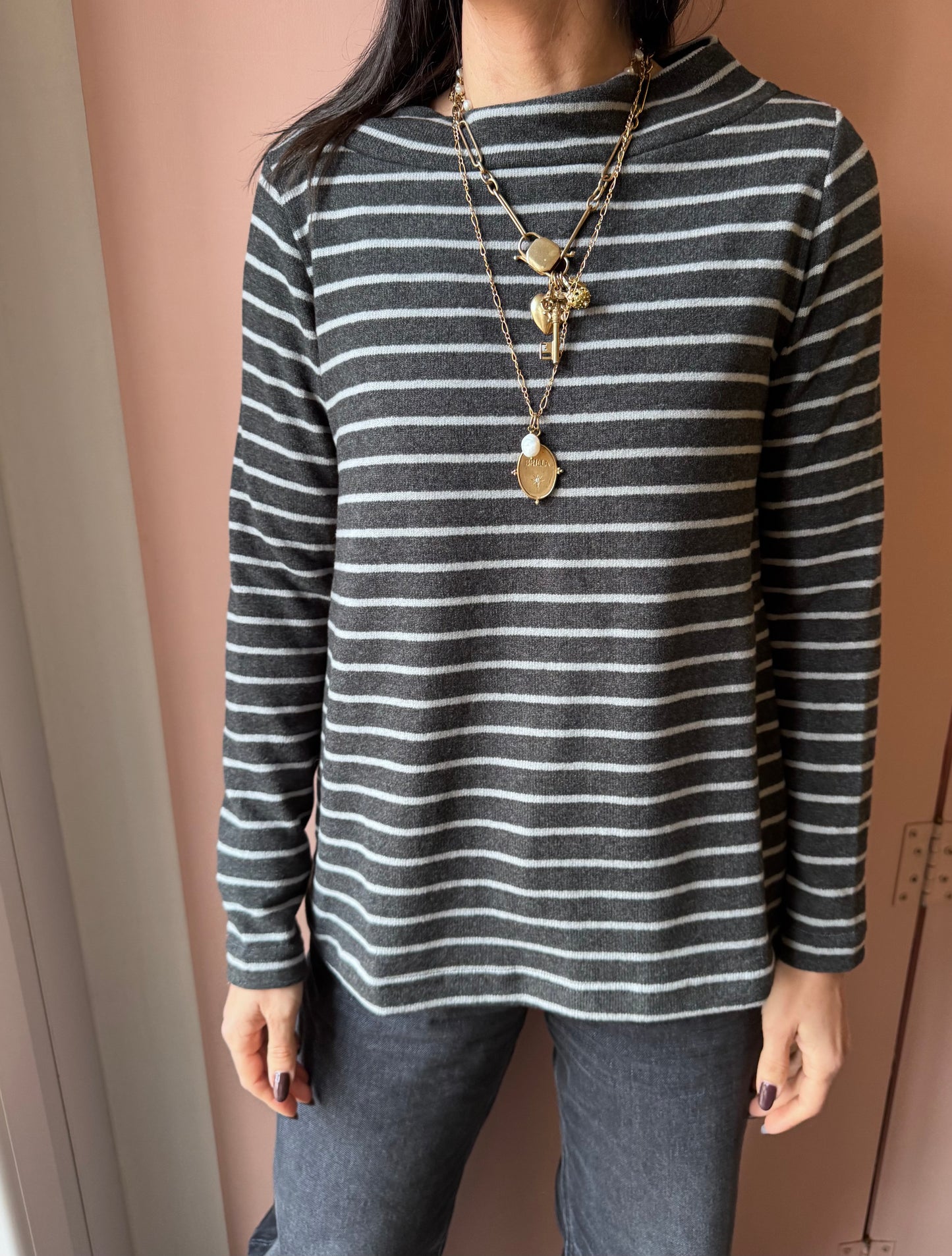 Maglia Victoria antracite riga nebbia MamaB