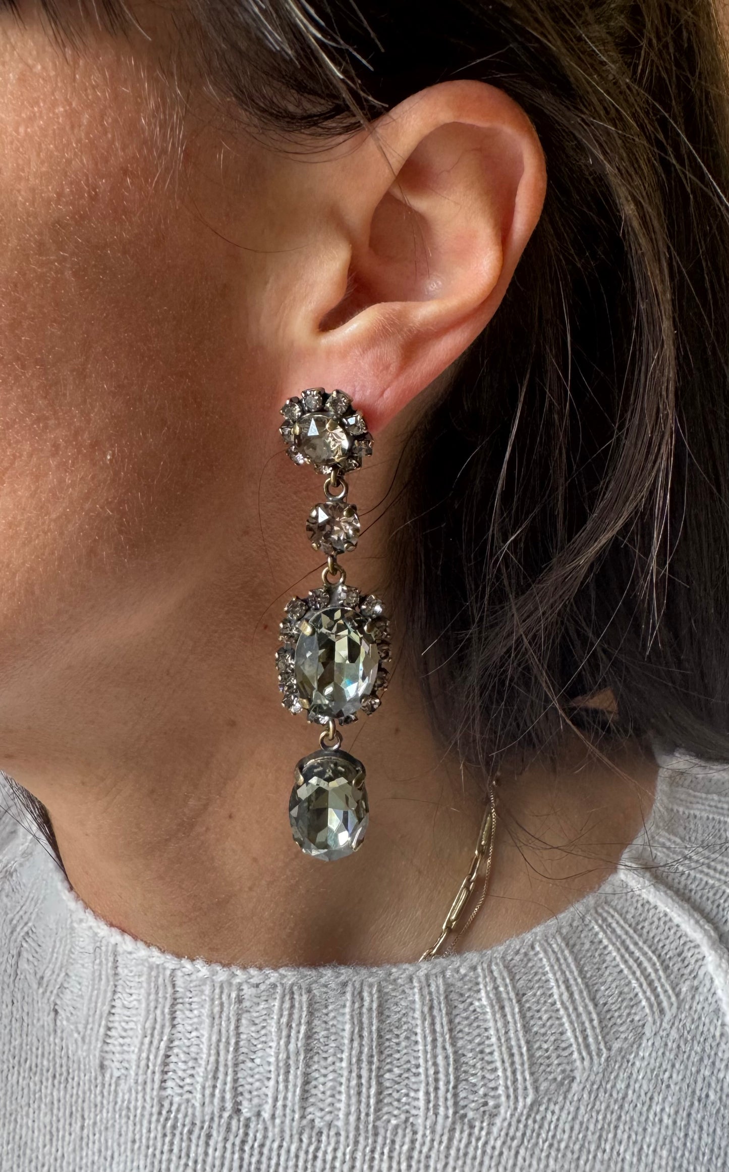 Orecchini Barocco Unique 2 bordi strass colori vari