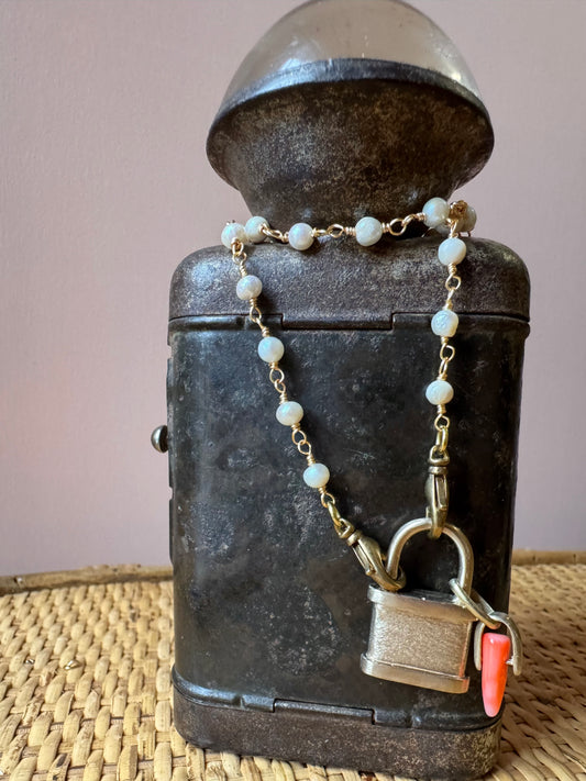 Collana lucchetto mini e cornetto  L|UNA