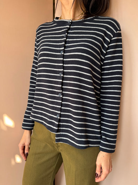 Cardigan Crema riga blu MamaB