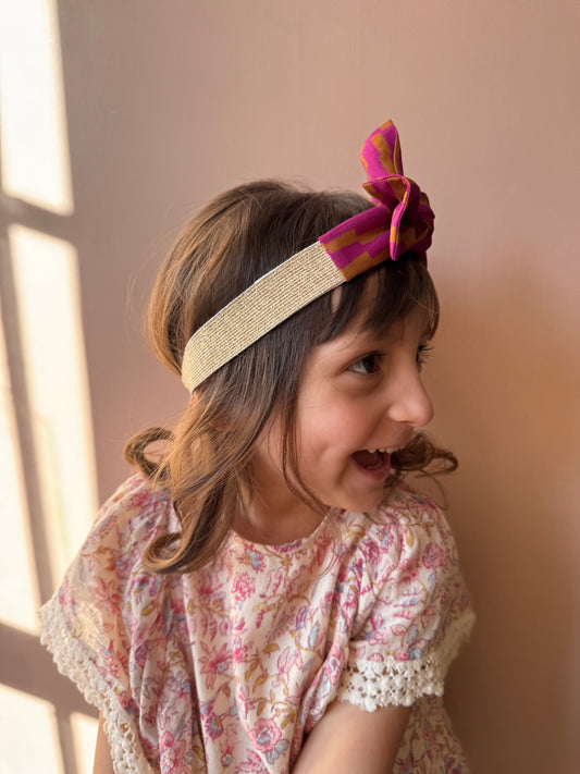 Fascia Bimba senape/fucsia Jolie Mouette