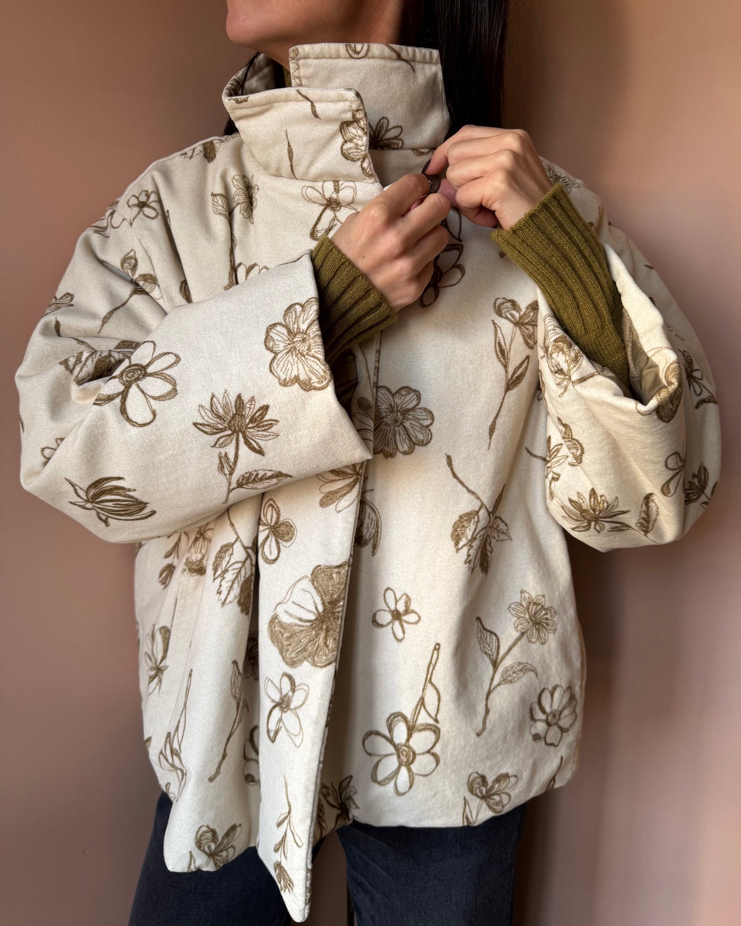 Giacca Imbottita fiori olio BottegaChilometriZero