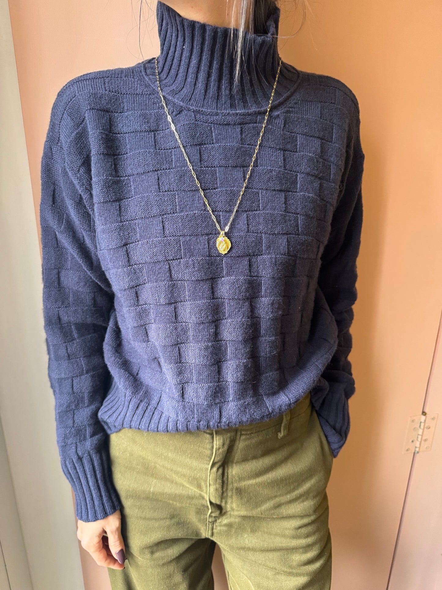 Maglia collo alto blu FLOOR