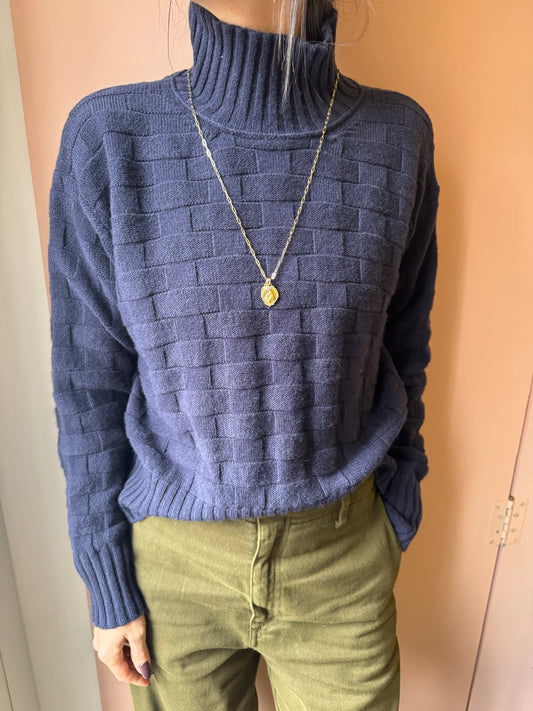 Maglia collo alto blu FLOOR