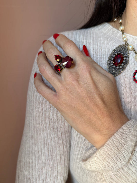 Anello trio rosso Unique