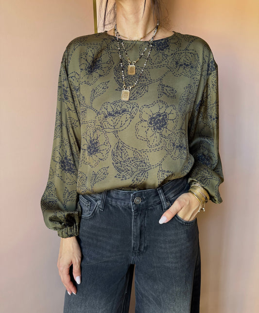 Blusa fiori verde Ottod’ame