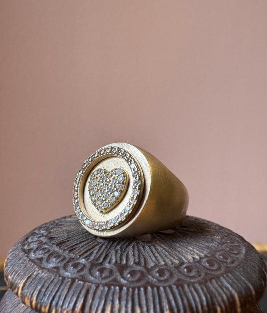 Anello tondo cuore zirconi L|UNA