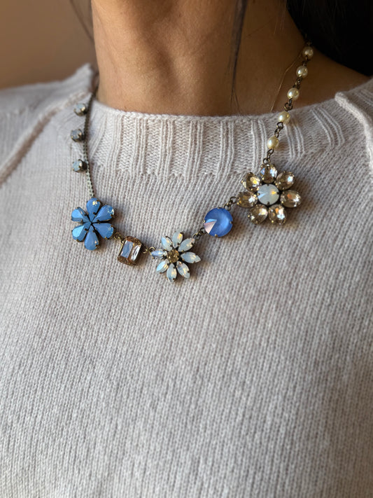Girocollo mix fiori azzurro Unique