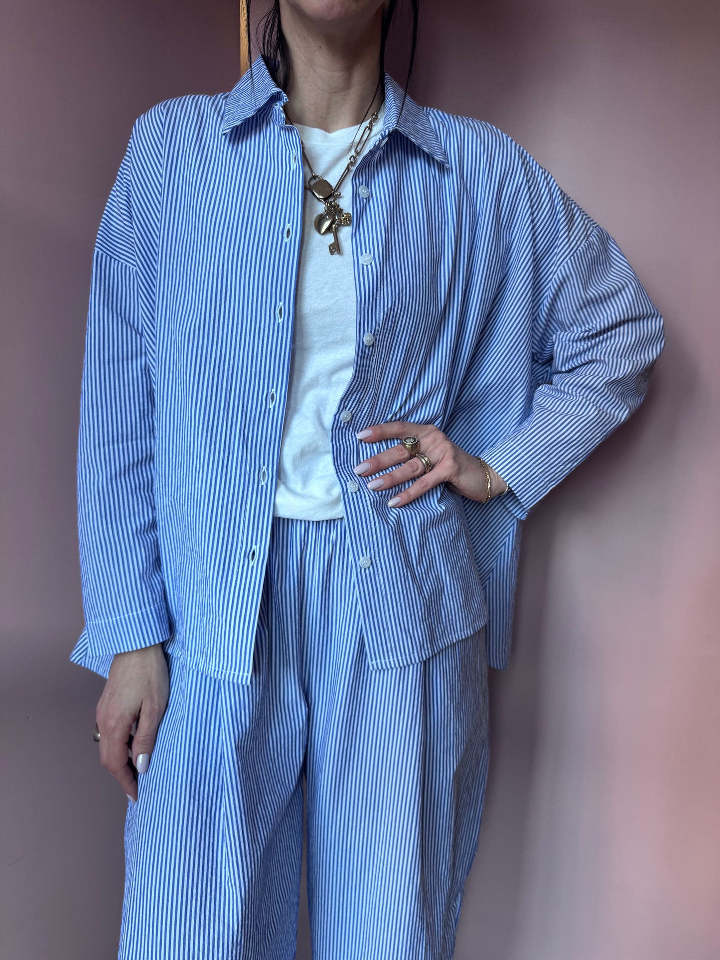 Pantaloni Bianco gessato MamaB