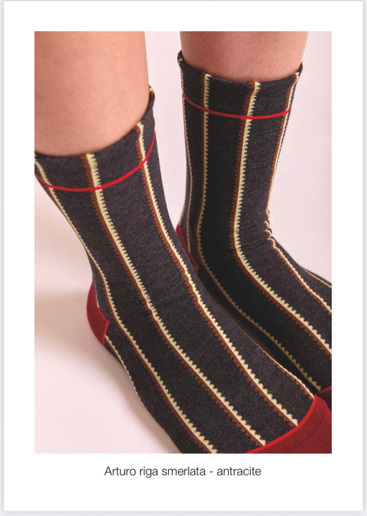 Calze Arturo riga smerlata antracite