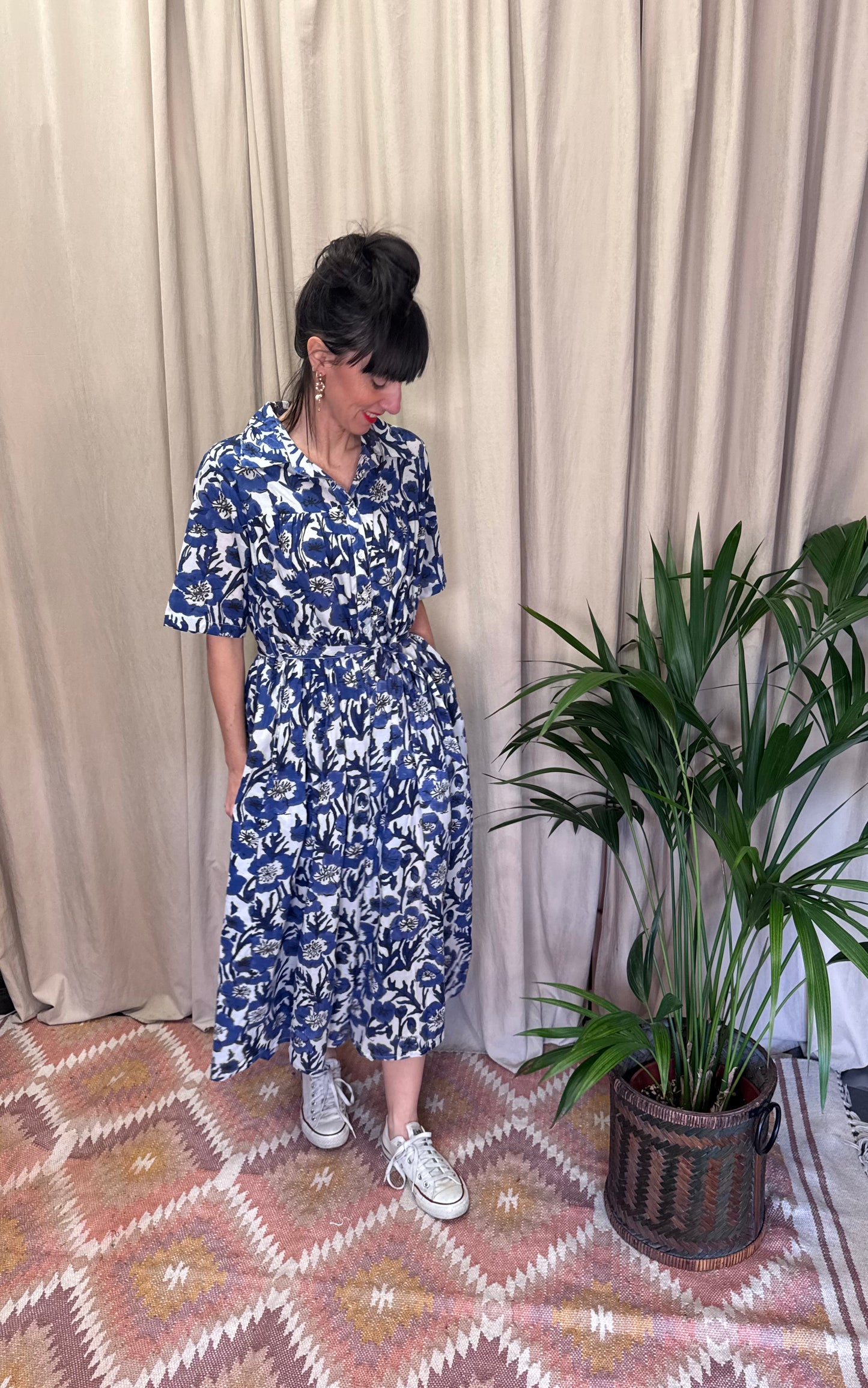 Abito Claudia fiori blu Xiwikj