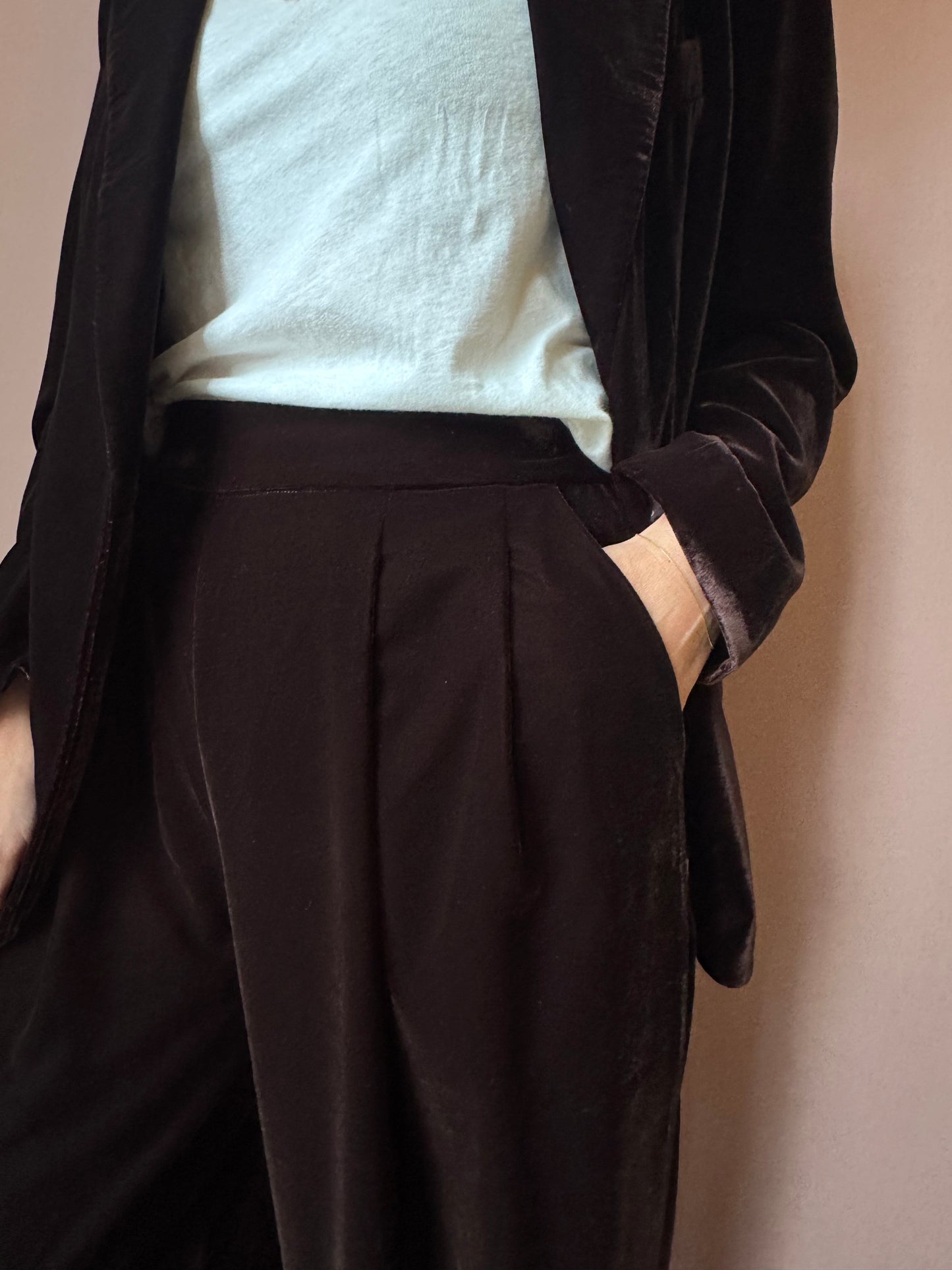 Pantaloni in velluto marrone WU SIDE