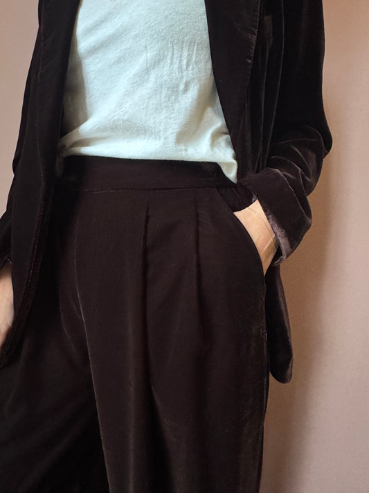 Pantaloni in velluto marrone WU SIDE