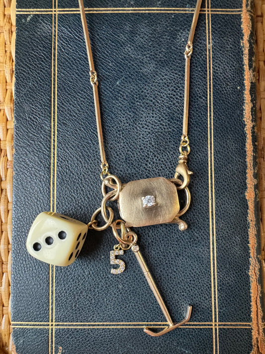 Collana lucchetto zircone e charms L|UNA