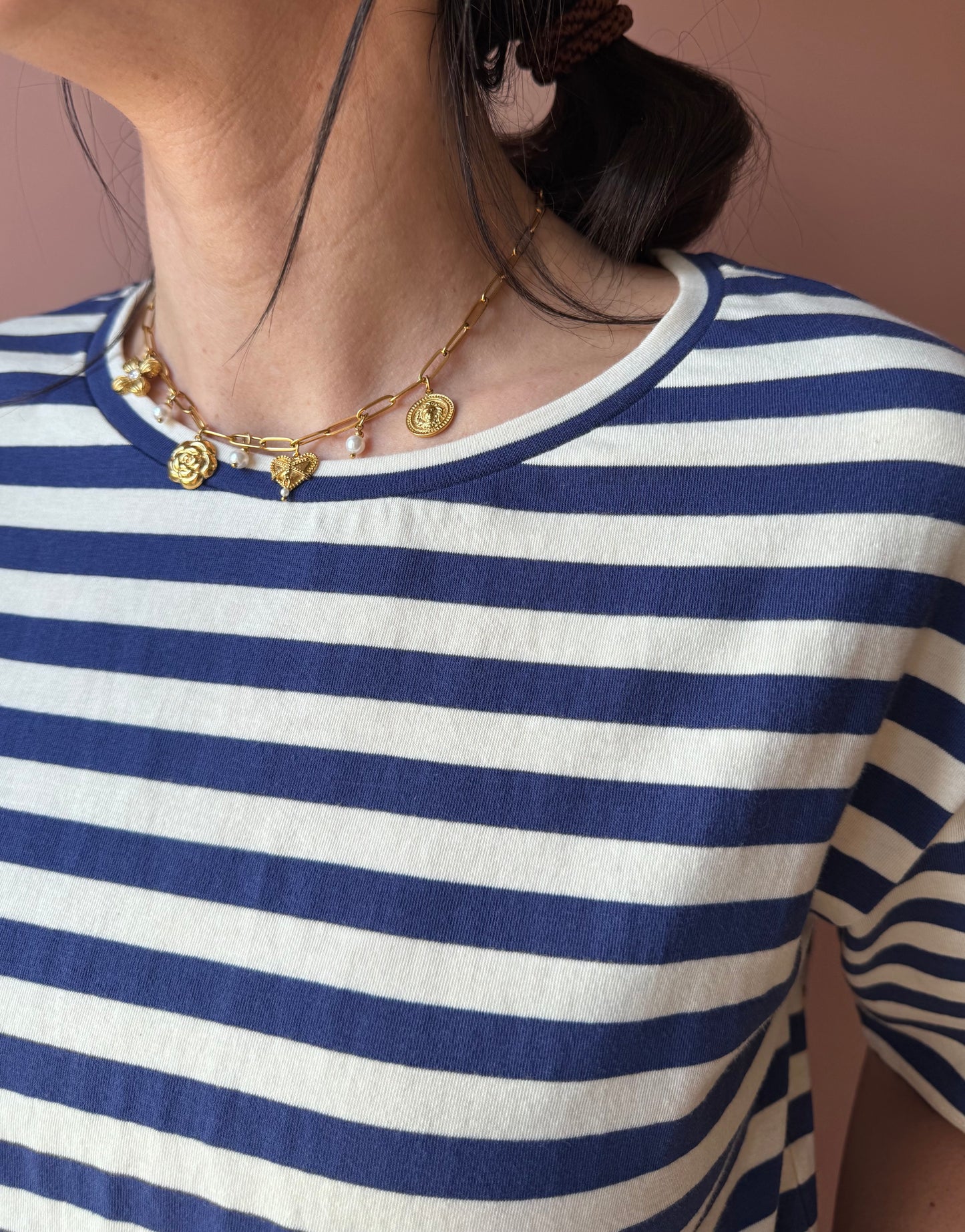 T-shirt Mindy riga blu Madame Venice