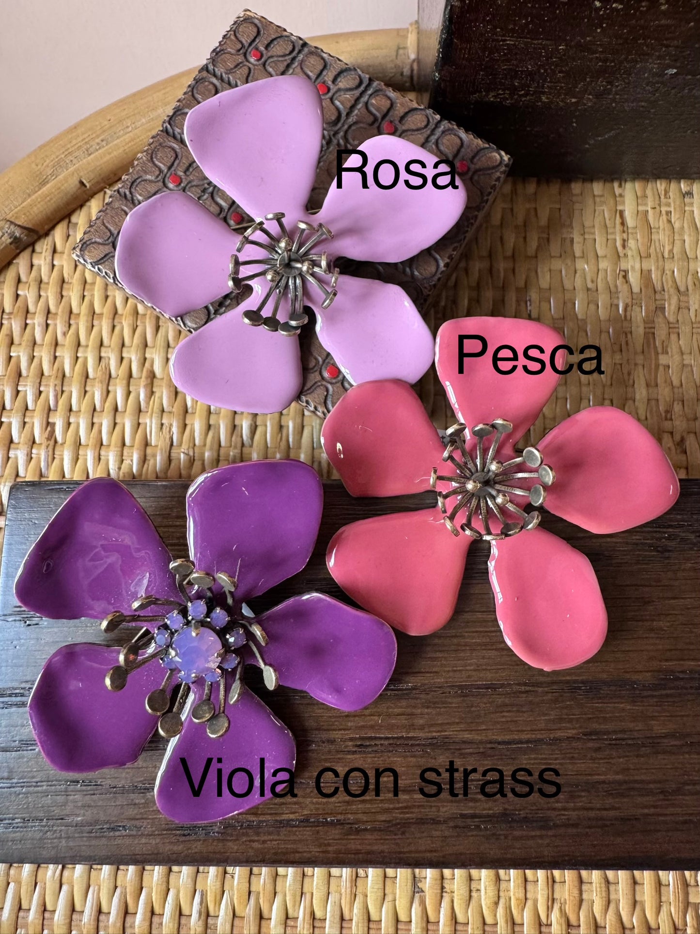 Spille fiore smaltato UNIQUE