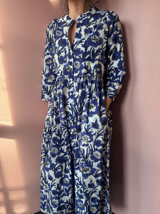Abito/kimono coreana Fiori Blu Xiwikj