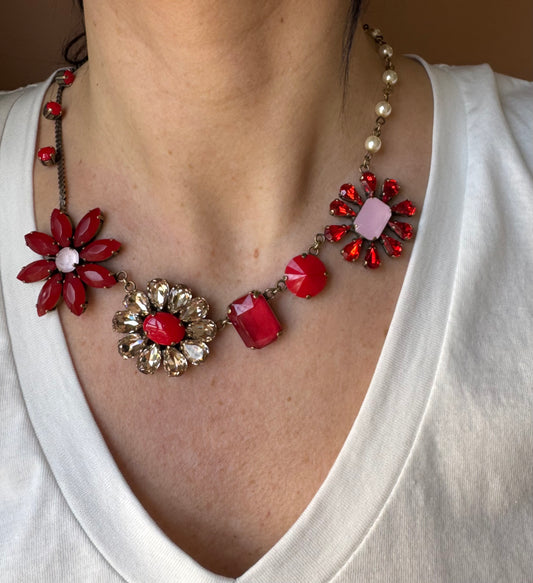 Girocollo mix fiori rosso Unique