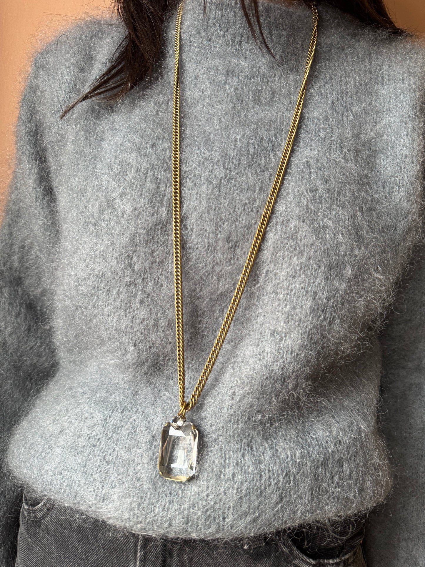 Collana ciondolo trasparente rettangolare Unique