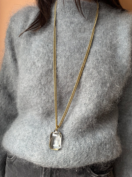 Collana ciondolo trasparente rettangolare Unique