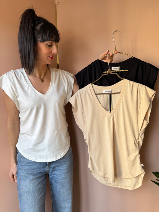 T-shirt scollo V arricciata Ottod’ame