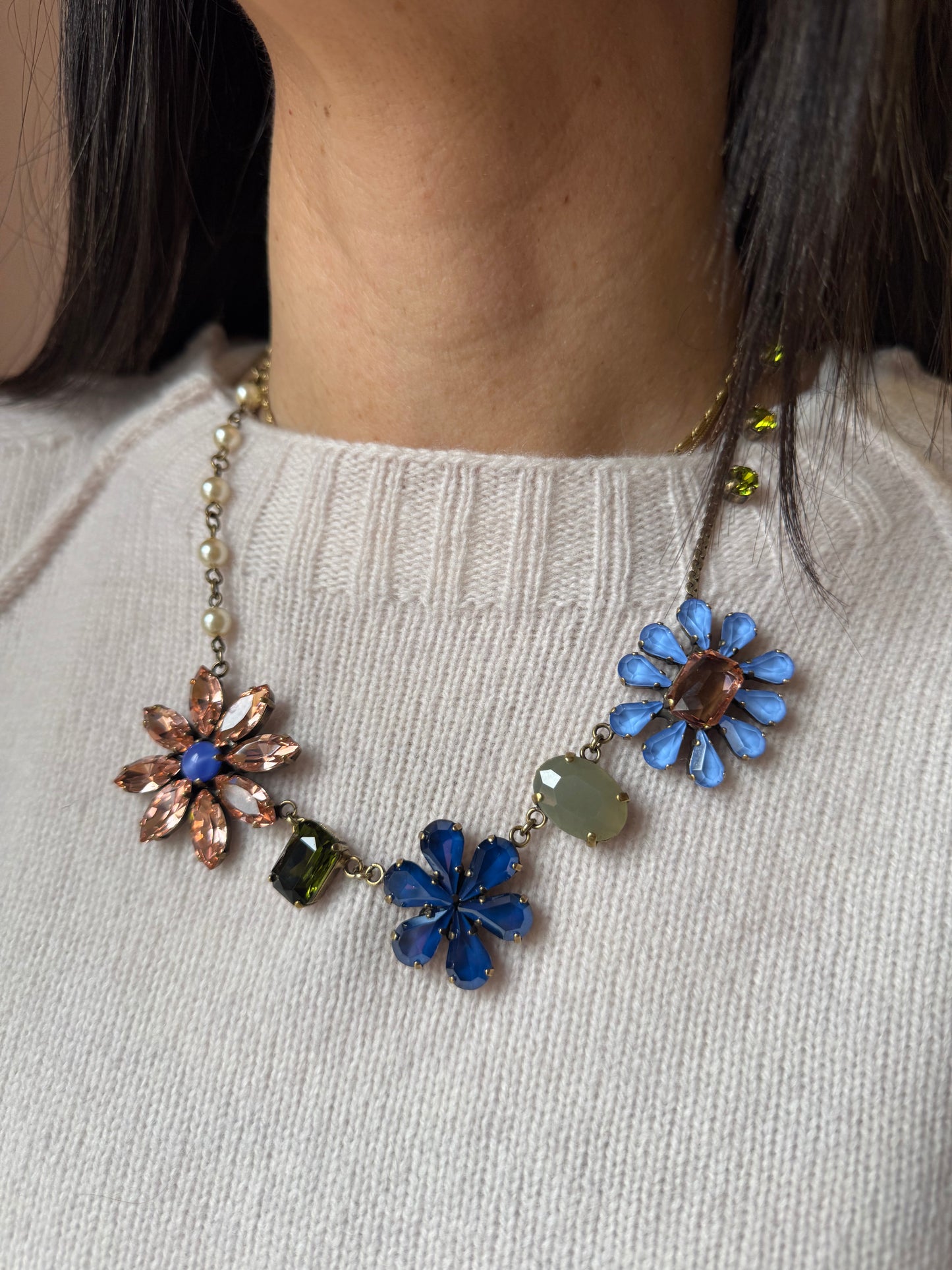 Girocollo mix fiori bleuet/rosa Unique